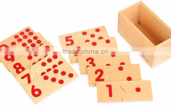 Wooden Dominos Baby Early Childhood Education Montessori Number and Counter Match-up Puzzle