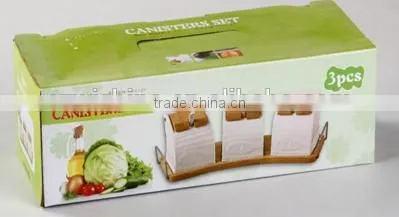 High Quality Wholesale Ceramic Spice Bottles With Wood Lid/spice Racks Jars Wholesale/3pcs Set Ceramic Storage Jar Whole Sale photo-3
