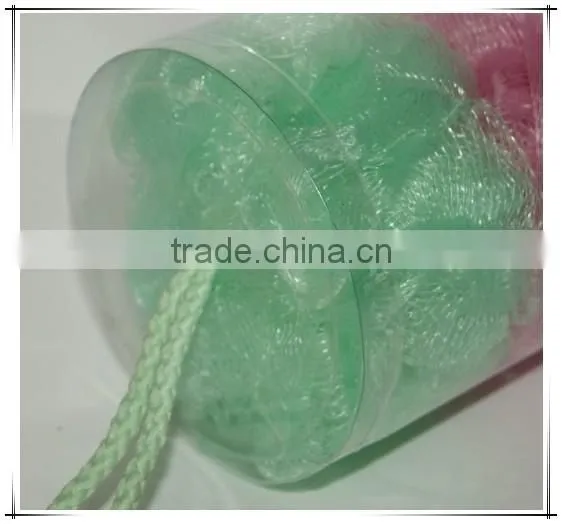 PVC Bucket PE Mesh Bath Sponge Flowers photo-5