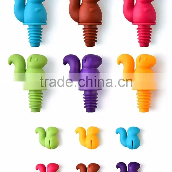 Cute Cartoon Shape Squirrel Party Wine Plug Set, Colorful Squirrel Bottle Stopper photo-5