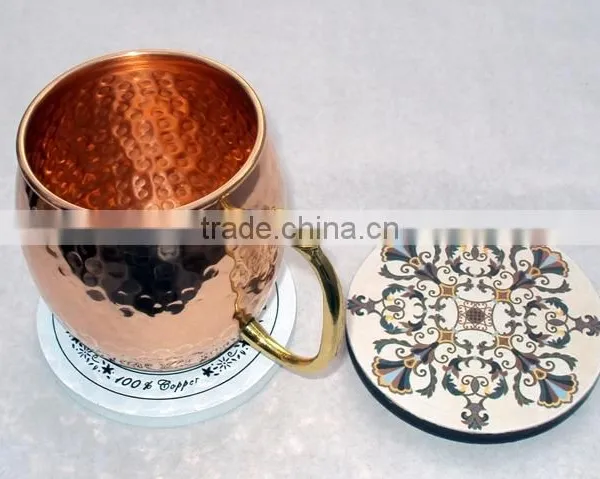 MDF WOODEN TEA CUP COASTER, HANDMADE COASTERS FOR MULE MUGS, WOODEN TABLEWARE COASTER photo-5