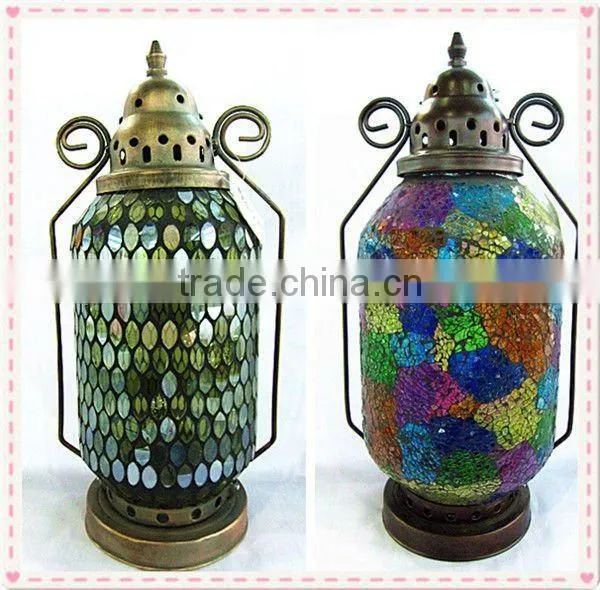Flower Design Hanging Colored Mosaic Lantern photo-6
