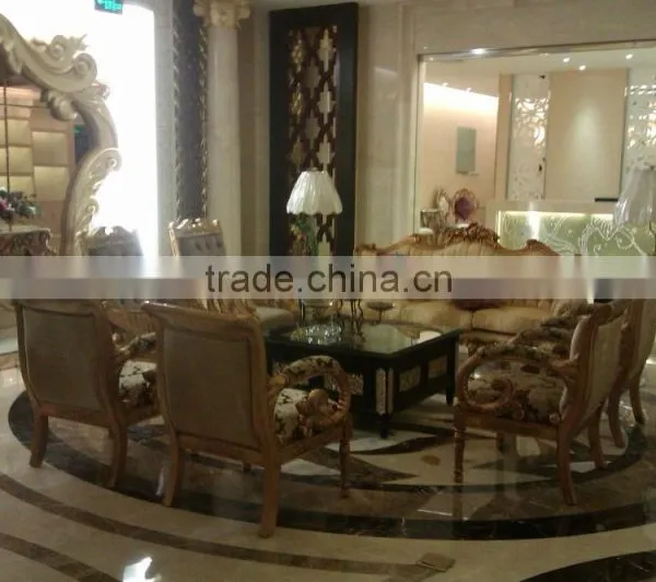 3-seats Wood Sofa in Gold Color for Star Project Usgae photo-3