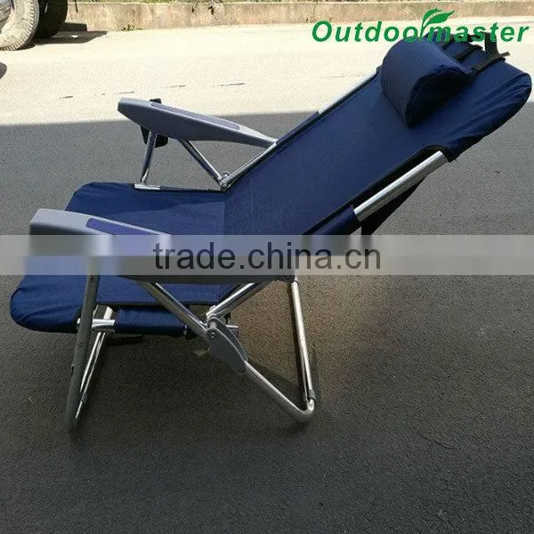 Navy Blue Aluminum Folding Backpack Chair With Plastic Armrest photo-4