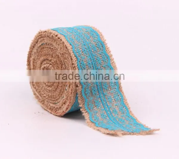 Jute Burlap Natural Hessian Ribbon With Lace Trim Wedding Rustic Vintage photo-4