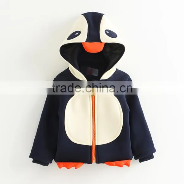 Super Cute Childrens Penguin Pattern Hoodie Biker Jacket photo-4