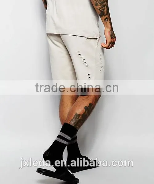 Men Plain Distressed Sweat Shorts Wholesale, Fitness Training Gym Shorts OEM photo-2