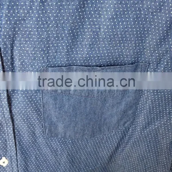 MENS DENIM PRINTED SHORT SLEEVE SHIRT WITH ENZYME WASHED photo-3