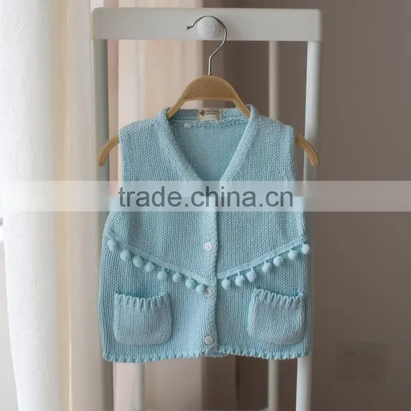 S32903W Cute Crochet Baby Sweater Vest 2017spring New European Style Cotton Knitted Waistcoat Sweaters photo-2