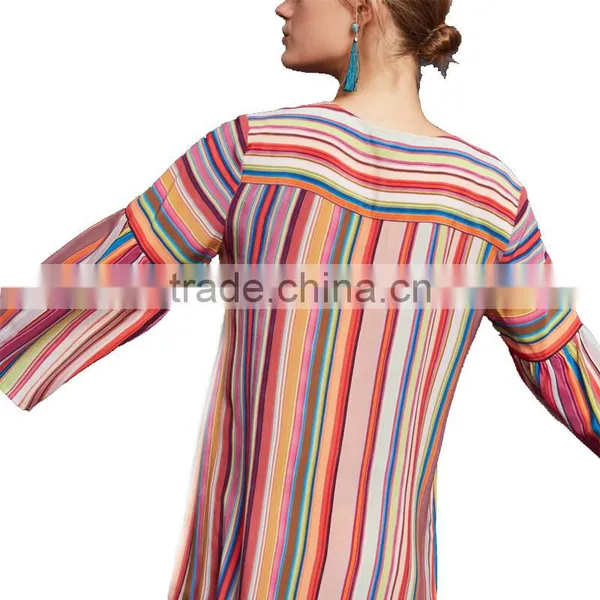 LATEST Ladies Harlow Dress, V-neck Short Sleeve Rainbow Dress photo-4