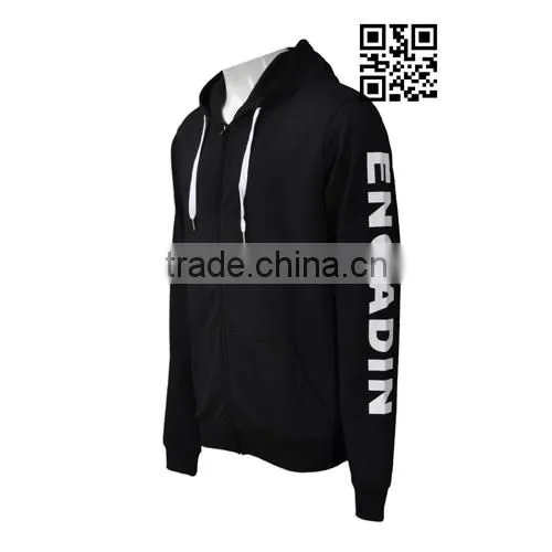 Wholesale Zip Up Plain Black High Quality Men Hoodies photo-2