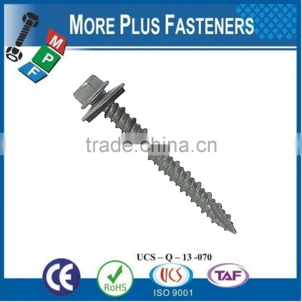 Made In Taiwan Hex Washer Head Bonded Washer Roof Screw Painted Head Hex Roof Screw Polycarbonate Dome Sealer Screw Metal Timber photo-3