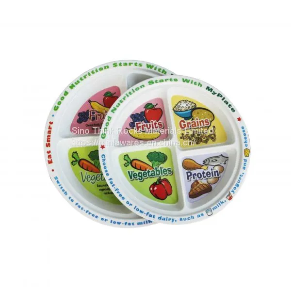 Unbreakable Four-section Melamine Divided Food Tray Dinner Plate photo-2