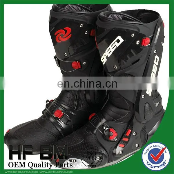 Good Price for Wholesale ! Mens Leather Motorcycle Racing Boots (Black,white,red) photo-4