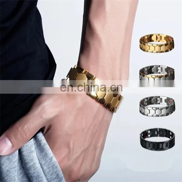 Double Row 4 Element Pain Relief Mens Bio Health Stainless Steel Magnetic Bracelet photo-7