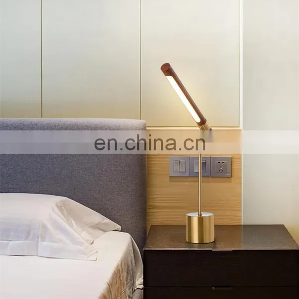 DDP Shipping Nordic Modern Design Wood Mental Bedside LED Wooden Luxury Table Lamp for Hotel Livingroom photo-4