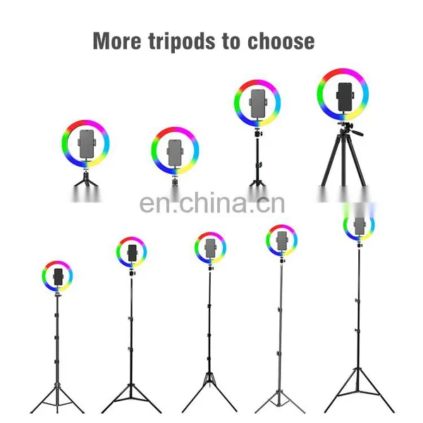 Customized Logo 3 Mode Selfie Led Camera Ring Flash Fill Light Dimmable Camera Phone Ring Lamp With Stand Tripod photo-3