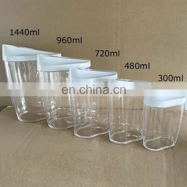 Bpa Free 10 Pieces Stackable Plastic Kitchen Food Storage Containers Set With Pour Lids For Cereal Candy Nuts Beans photo-4