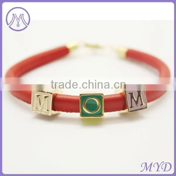 DIY Handmade Cube Letter Alphabet Custom Leather Bracelet photo-2