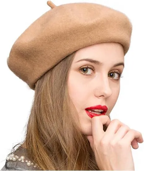 Women Wool Beret Hat French Style Solid Color