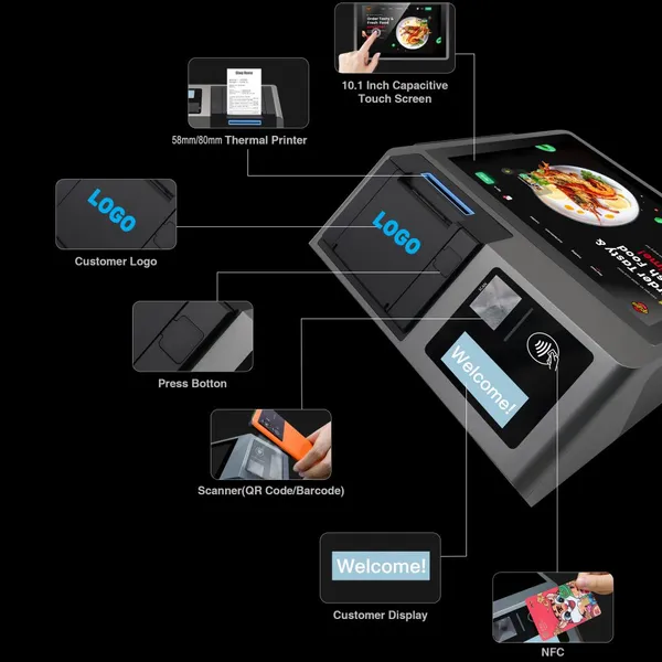 Z100 Desktop Smart Payment Machine, GMS Google Play Supported POS With 5-in-1 Card Reader for Pharmacy & Mini Supermarket photo-4