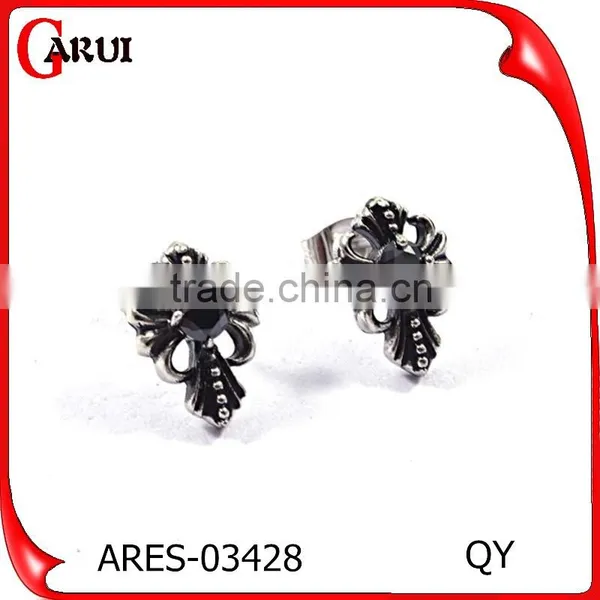 Black Stainless Steel Stud Earrings Crystal Jewelry Earrings photo-4