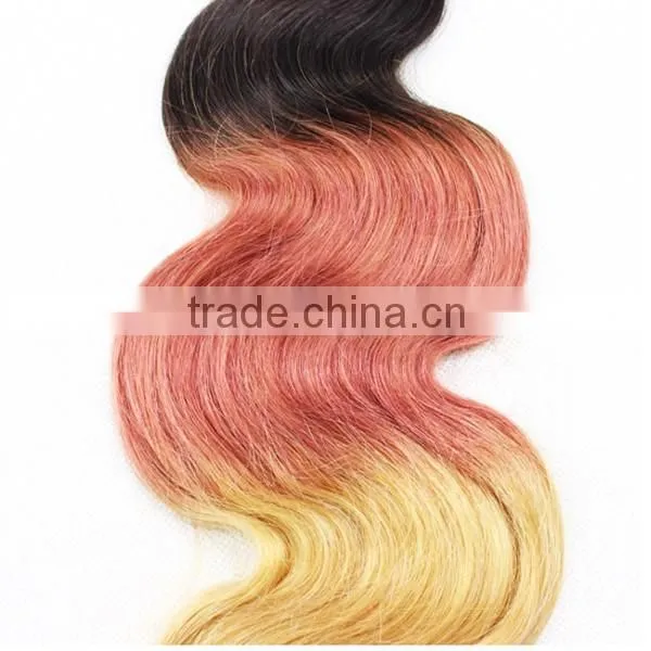 Brazilian Body Wave Cheap And Beauty Ombre Hair Extension Ombre Bundles 100% Remy Human Hair Extension 3 Tone Color Ombre Hair photo-5