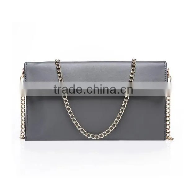 Ladies Leather Clutches Party Evening Bag With Removable Golden Chain Shoulder Strap photo-3