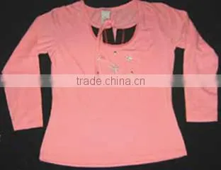 Pink Color Girls F-S Tops With Print