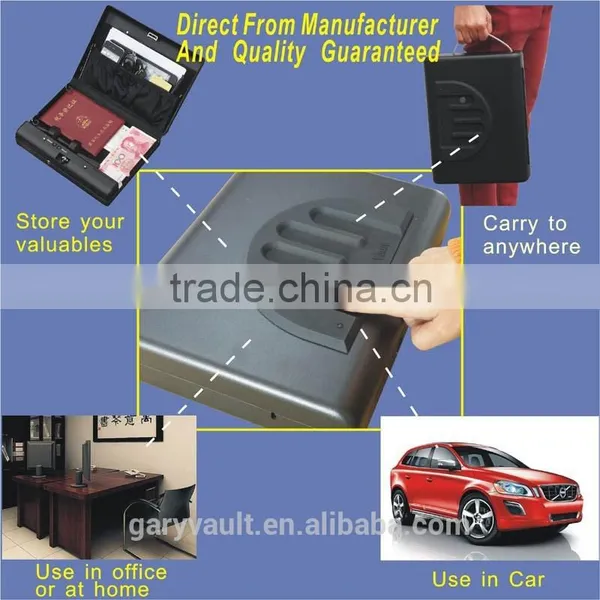 Wholesale- MS500 Micro Vault Biometric Fingerprint Portable Car Gun Mini Security Storage Steel Safe Box, Document File Safe photo-2