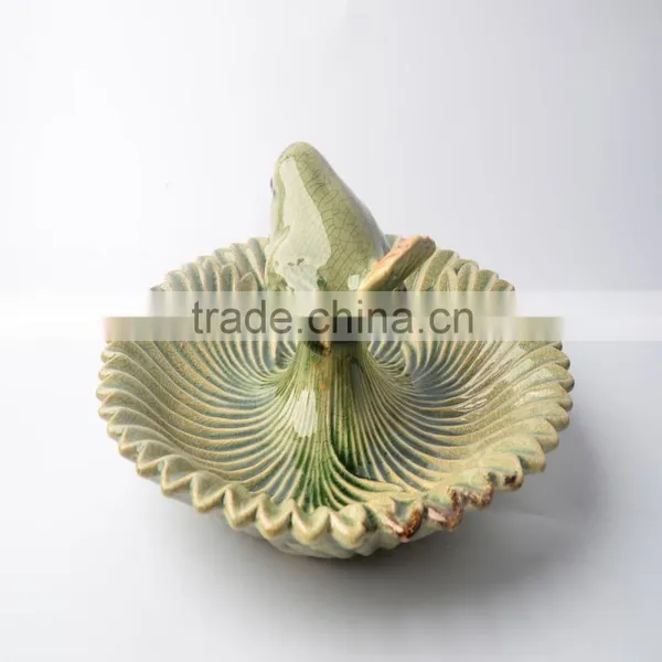 Creative Ceramic Ring Dish With Small Bird for Fruit photo-3