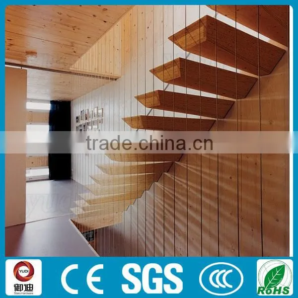 Straight Oak Wood Tread Floating Indoor Staircase Design photo-6
