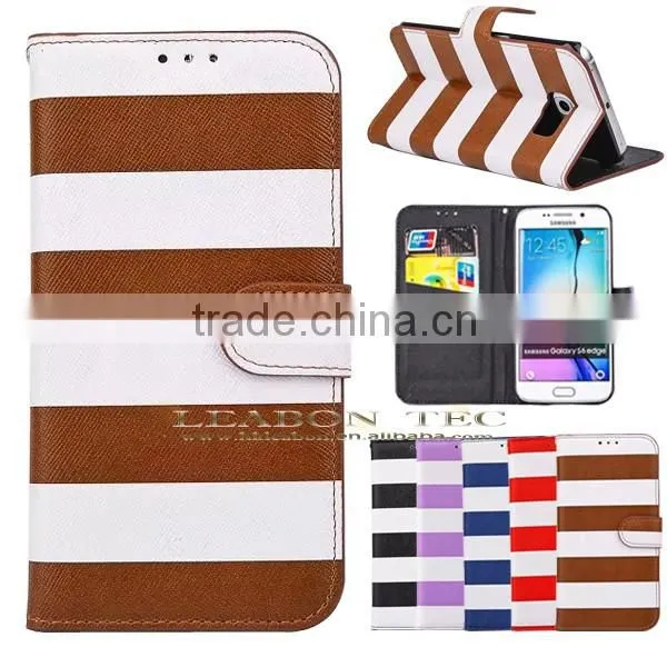 Hot New Products for 2015, Fancy Color Strip Wallet Leather Case for Samsung Galaxy s6 Edge, photo-2