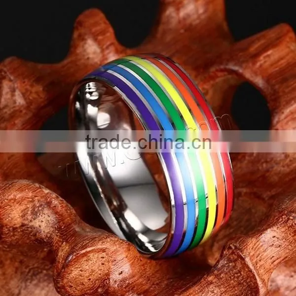 Epoxy Sticker Colorful Fashion Stainless Steel Finger Ring photo-3