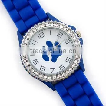 New Blue Geneva Crystal Jelly Gel Silicon Teenagers Girls Women's Wrist Watches photo-3