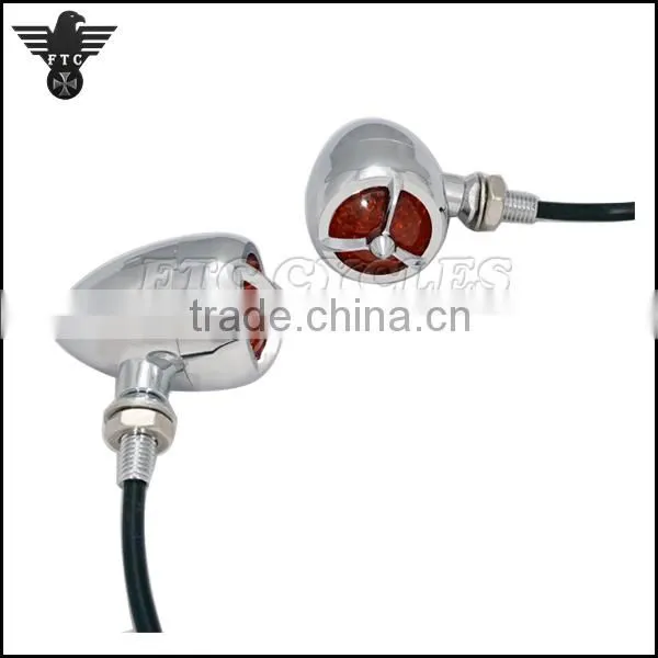 Chrome Tribar Vintage Aftermarket Motorcycle Turn Signals for Harley Sportster photo-3