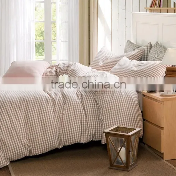 100% Cotton Washed Yarn Dyed Fitted Sheet Set/plaid Design/4pcs/6pcs Set