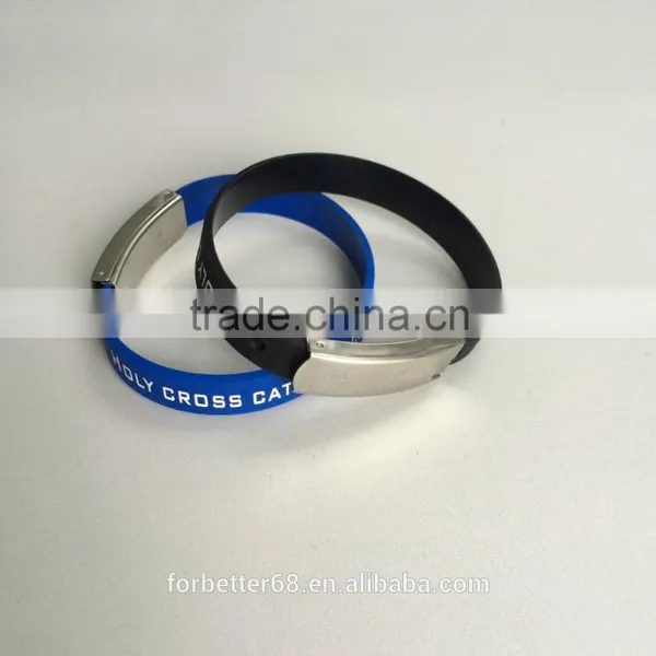 Adjustable Silicone Bracelets With Stainless Steels Plates