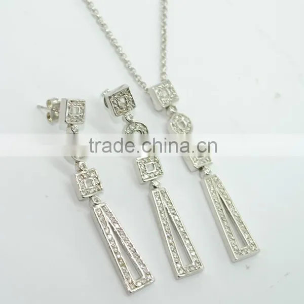 Zircon Jewelry Set&Zircon Silver Necklace/Earring Set Made With Gemstone Jewelry Elements photo-3