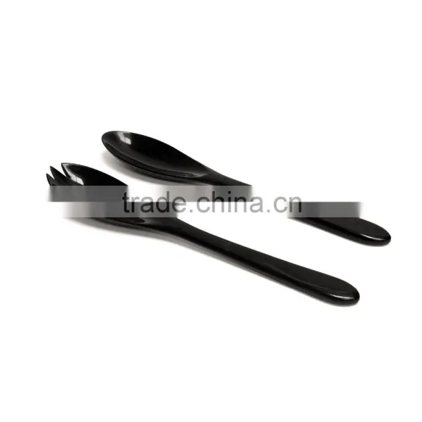 Spoon/Black Wood Handle Horn Salad Spoon/Cutlery Serving Spoons 2 photo-5
