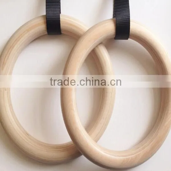 Portable Olympic Gymnastics Rings Home Fitness Gymnastics Wooden Rings for Crossfit Strength Training photo-2