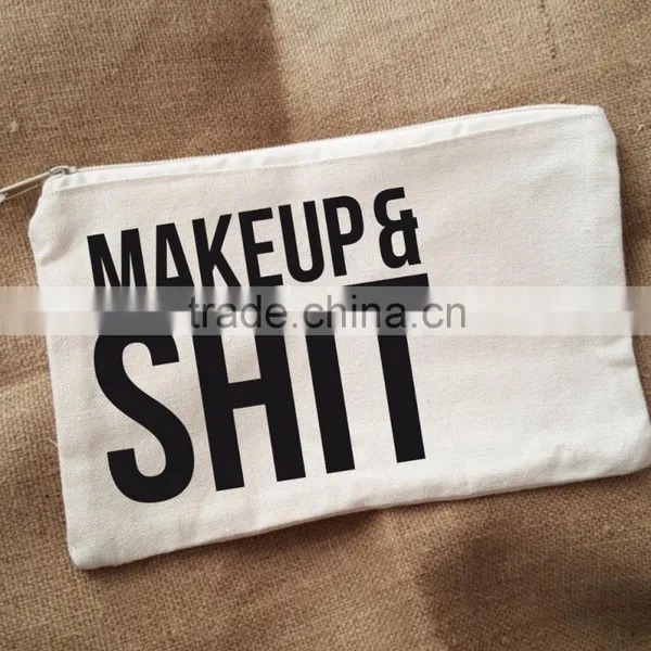 Black Canvas Custom Cosmetic Bag With Logo Printed on One Side photo-5