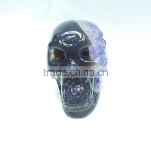 Hand Carved Natural Crystal Geode Crystal Skull For Sale or Gift to Lovers photo-4