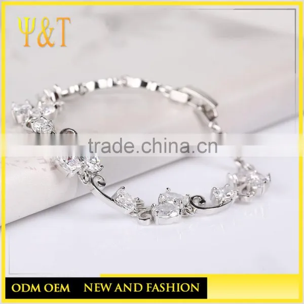 Factory Price Fashion Custom Lettering 925 Sterling Silver Jewerly Rhinestone Crystal Bangles Bracelets