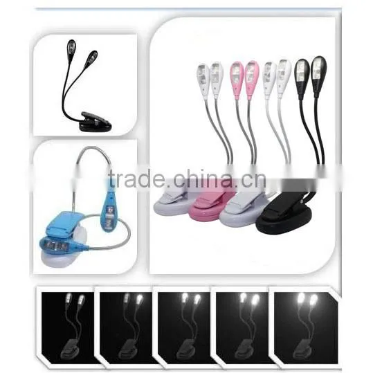 Rechargeble Gooseneck Dual Head 4 LED Clip Book Light Rechargeable Emergency Light photo-2