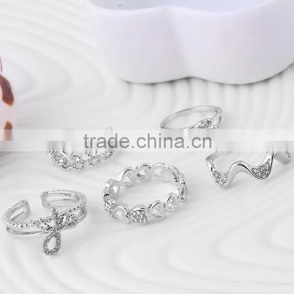 New Design Gold Finger Ring With Diamond Promotional Shinny Silver Rings Knuckles photo-5