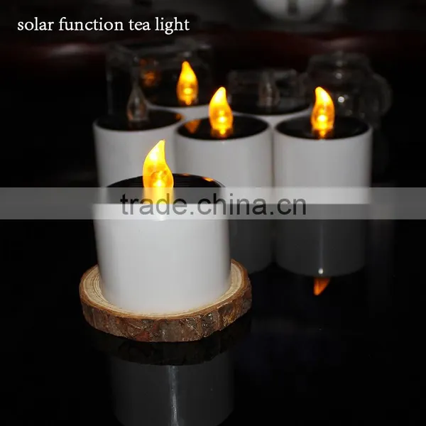 Solar Power Rechargeable LED Tealight Candle Flameless,Amber Yellow Light,Perfect Table Top Decoration For Home,Restaur photo-2