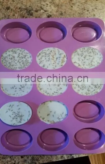 15 Cavity Oval Shaped Silicone Handmade Flexible Cake Soap Mold photo-3
