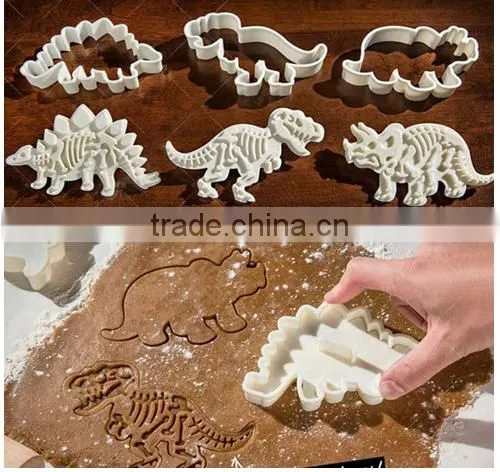 Set of 3-pieces Baking Cookie Cutters Cake Decoration Dinosaur Skeleton Fossil Dinosaur Fossil Cookie Making Molds Stamps photo-5