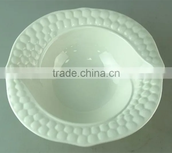 Chaozhou Supplier Wholesale White Ceramic Kitchen Fruit Bowls High Quality Serving Big Ceramic Bowls With Embossing Edge photo-2